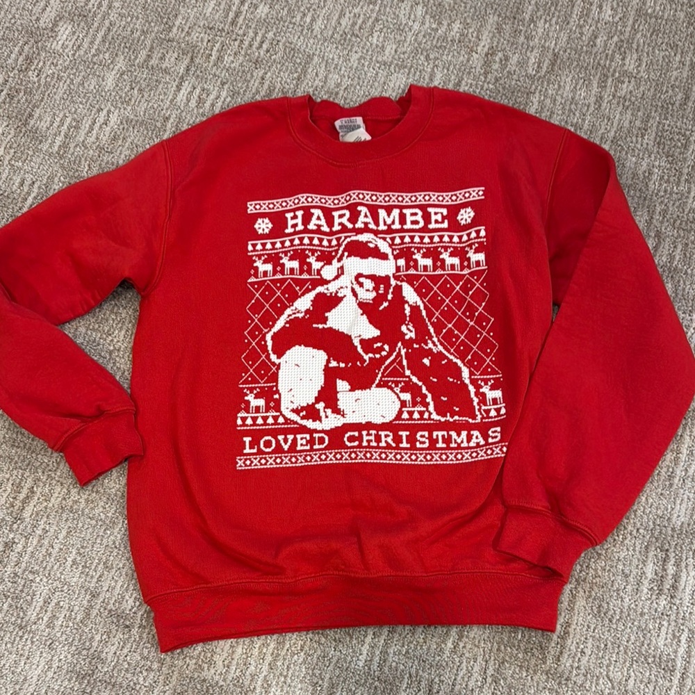 Red Harambe Christmas Sweater mens small
